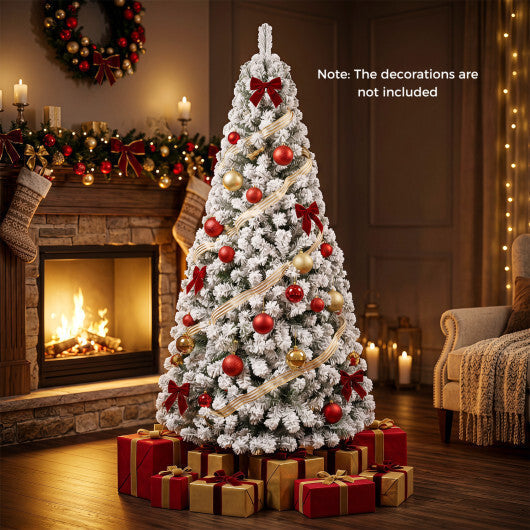 Artificial Snow-Flocked Christmas Tree with Branch Tips-6 ft LuxuryLifeWay Online Store