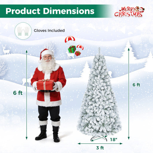 Artificial Snow-Flocked Christmas Tree with Branch Tips-6 ft LuxuryLifeWay Online Store