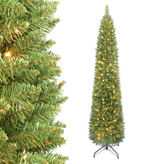 6 FT Pre-Lit Pencil Christmas Tree with 180 Warm White LED Lights LuxuryLifeWay Online Store