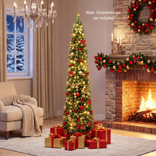 6 FT Pre-Lit Pencil Christmas Tree with 180 Warm White LED Lights LuxuryLifeWay Online Store
