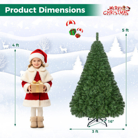 Costway 5 FT Artificial Christmas Tree with 519 Full Branch Tips & Folding Metal Stand LuxuryLifeWay Online Store