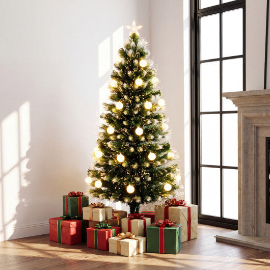 5 FT Pre-Lit Artificial Christmas Tree with Dazzling Optical Fibers LuxuryLifeWay Online Store
