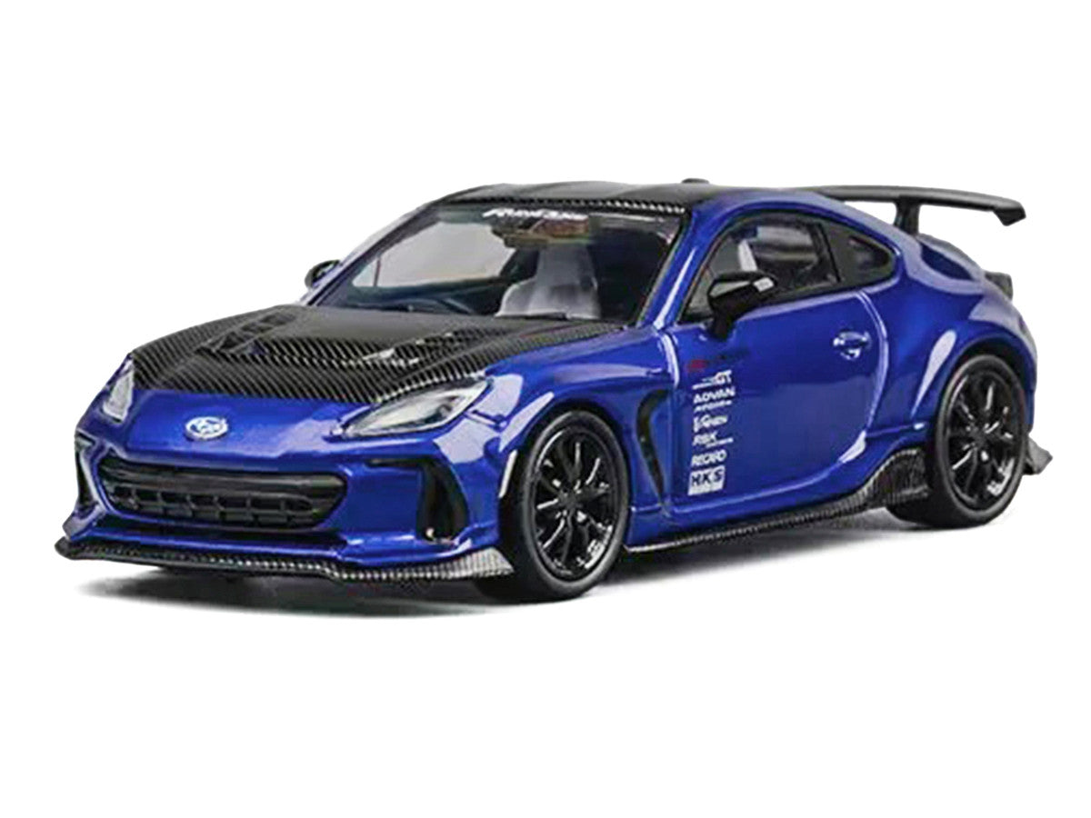 Subaru BRZ Varis Arising-1 RHD (Right Hand Drive) Blue Metallic with Carbon Hood and Top and Extra Wheels 1/64 Diecast Model Car by CM Models LuxuryLifeWay Online Store