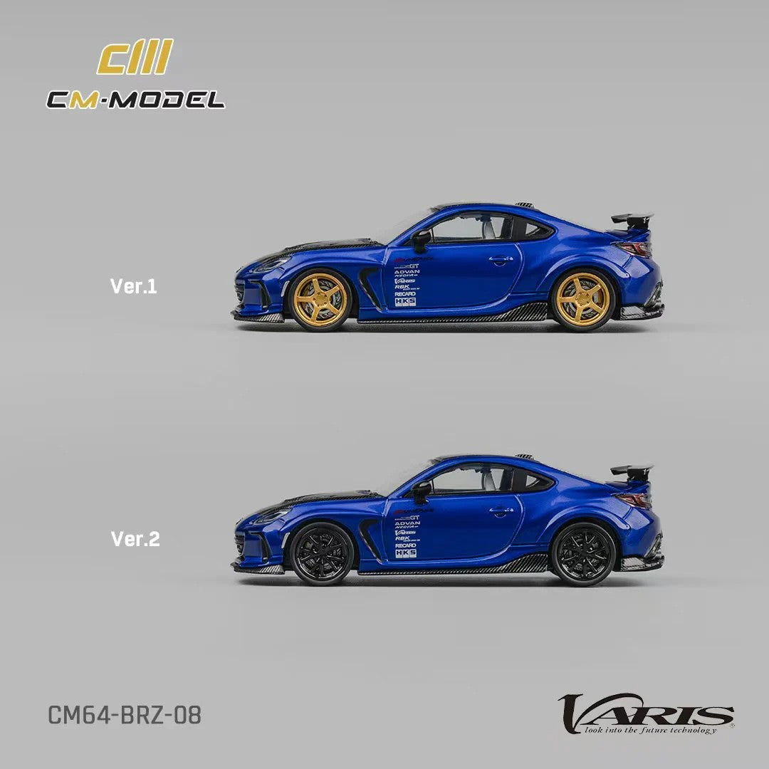 Subaru BRZ Varis Arising-1 RHD (Right Hand Drive) Blue Metallic with Carbon Hood and Top and Extra Wheels 1/64 Diecast Model Car by CM Models LuxuryLifeWay Online Store