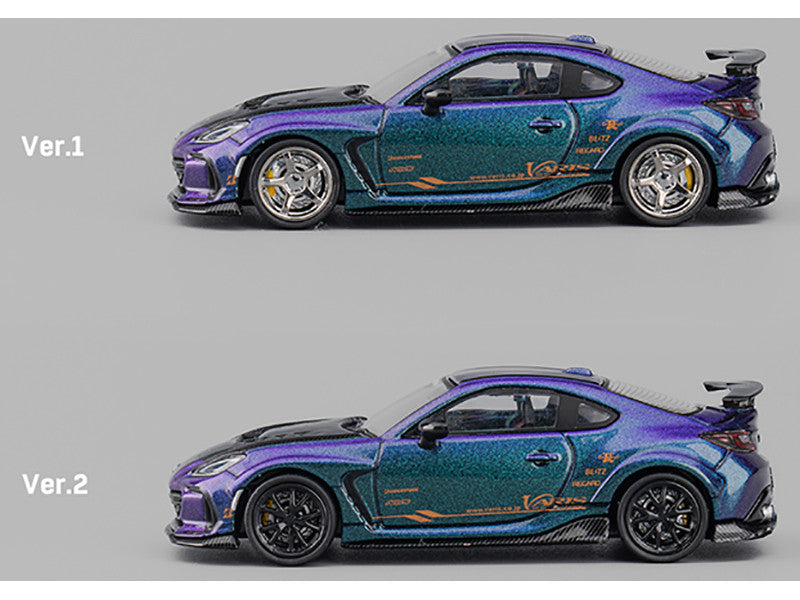 Subaru BRZ Varis Arising-1 RHD (Right Hand Drive) Magic Purple Metallic with Carbon Hood and Extra Wheels  1/64 Diecast Model Car by CM Models LuxuryLifeWay Online Store