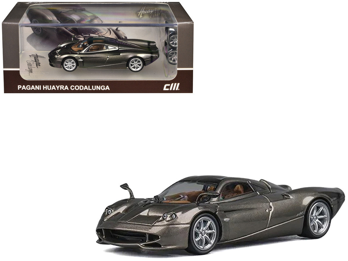 Pagani Huayra Codalunga Gun Metal Gray Metallic with Sunroof and Extra Wheels 1/64 Diecast Model Car by CM Model LuxuryLifeWay Online Store