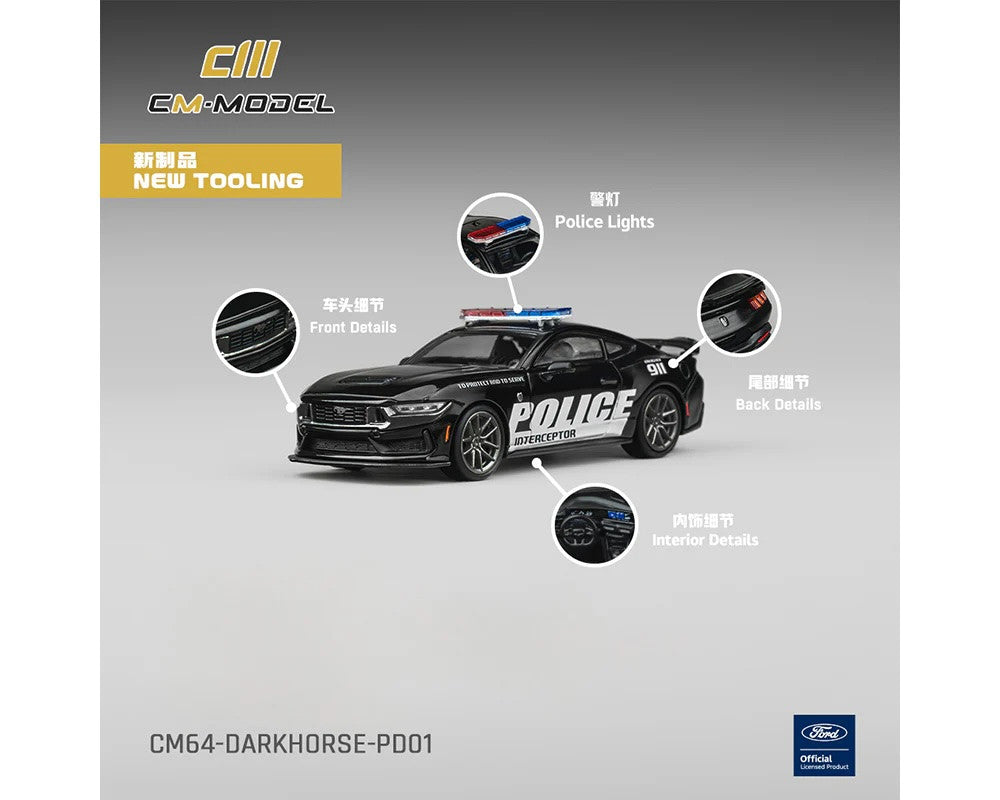Ford Mustang Dark Horse "Police Interceptor" Black 1/64 Diecast Model Car by CM Models LuxuryLifeWay Online Store