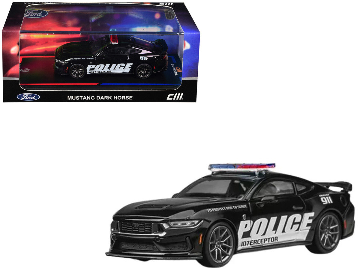Ford Mustang Dark Horse "Police Interceptor" Black 1/64 Diecast Model Car by CM Models LuxuryLifeWay Online Store