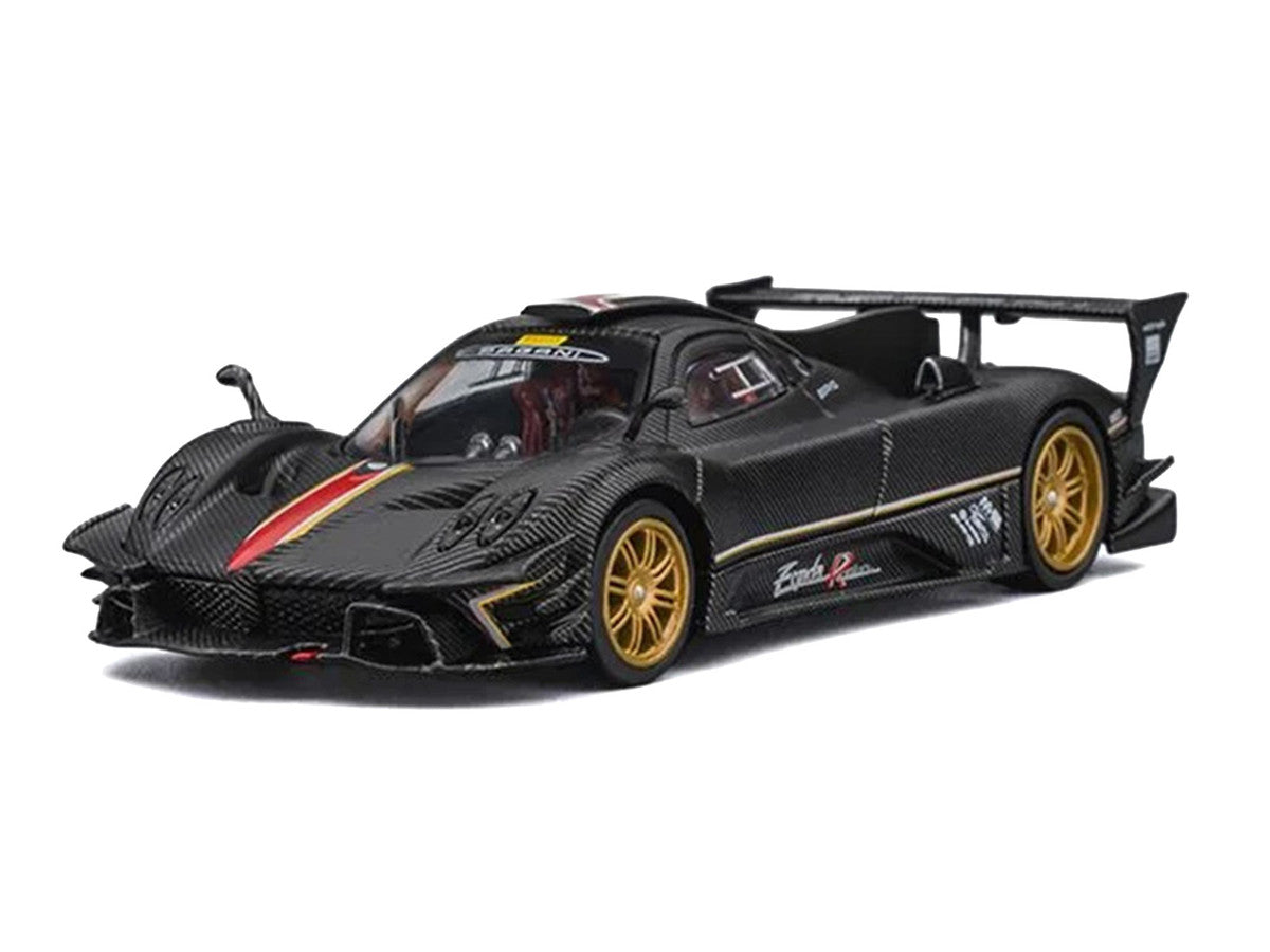 Nurburgring Diorama Set with Pagani Zonda Revolucion Carbon with Red and Gold Stripes and Extra Wheels 1/64 Diecast Model Car by CM Model LuxuryLifeWay Online Store
