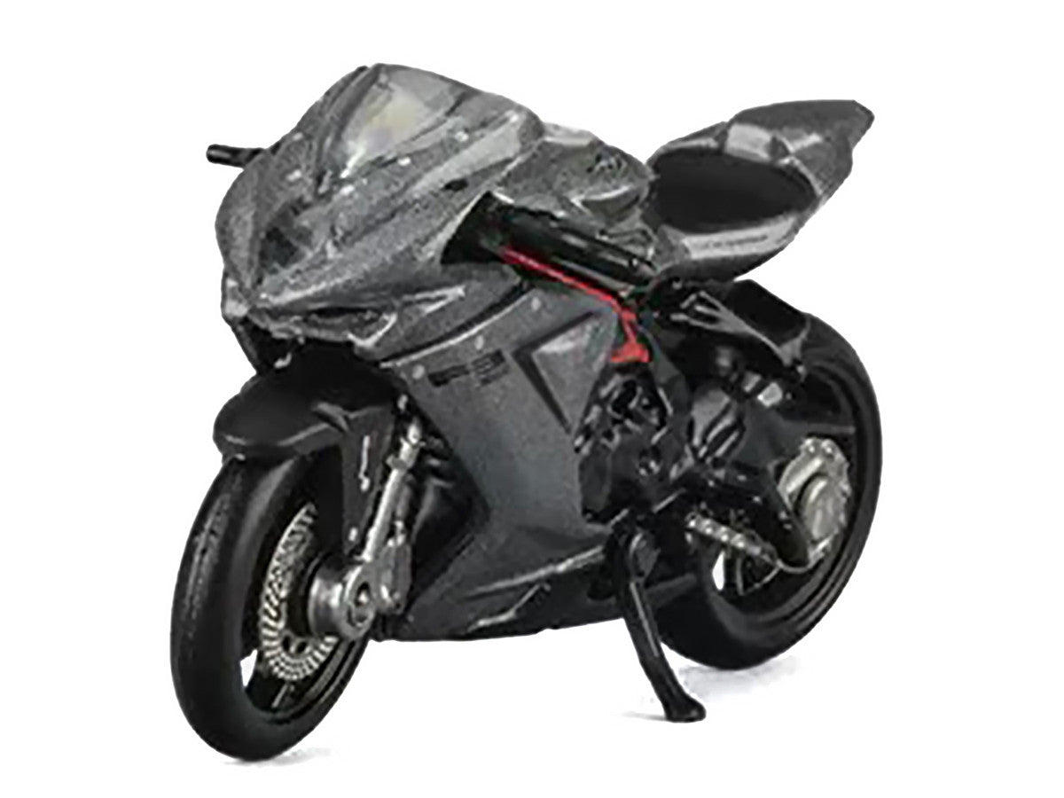 2022 MV Agusta F3 Rosso Motorcycle Silver Metallic with Figure 1/64 Diecast Model by CM Model LuxuryLifeWay Online Store