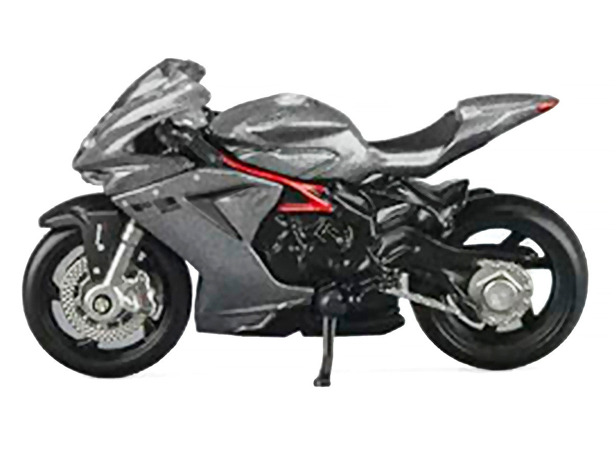 2022 MV Agusta F3 Rosso Motorcycle Silver Metallic with Figure 1/64 Diecast Model by CM Model LuxuryLifeWay Online Store