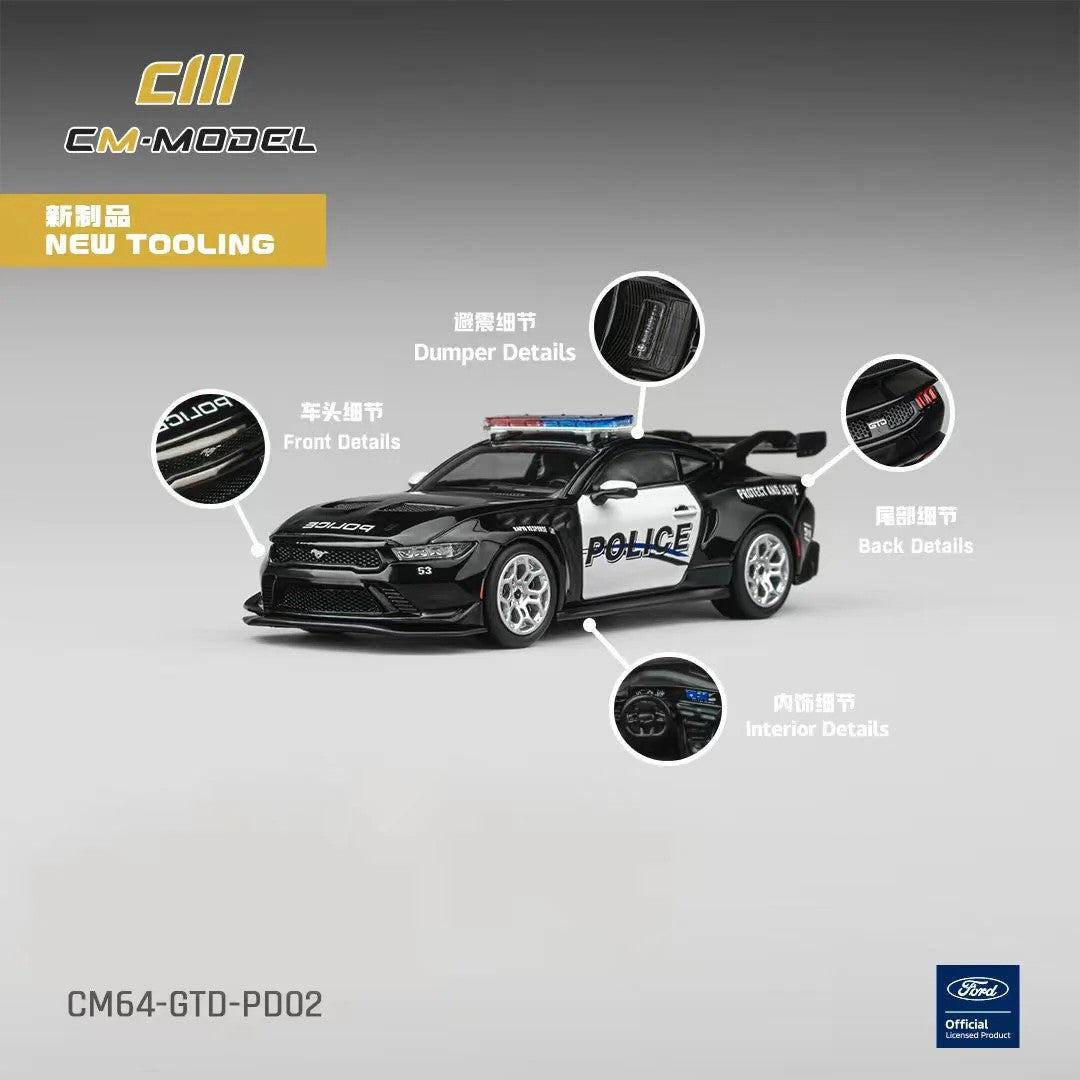 Ford Mustang GTD "Police" Black and White 1/64 Diecast Model Car by CM Models LuxuryLifeWay Online Store