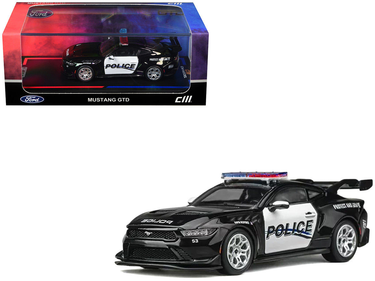 Ford Mustang GTD "Police" Black and White 1/64 Diecast Model Car by CM Models LuxuryLifeWay Online Store
