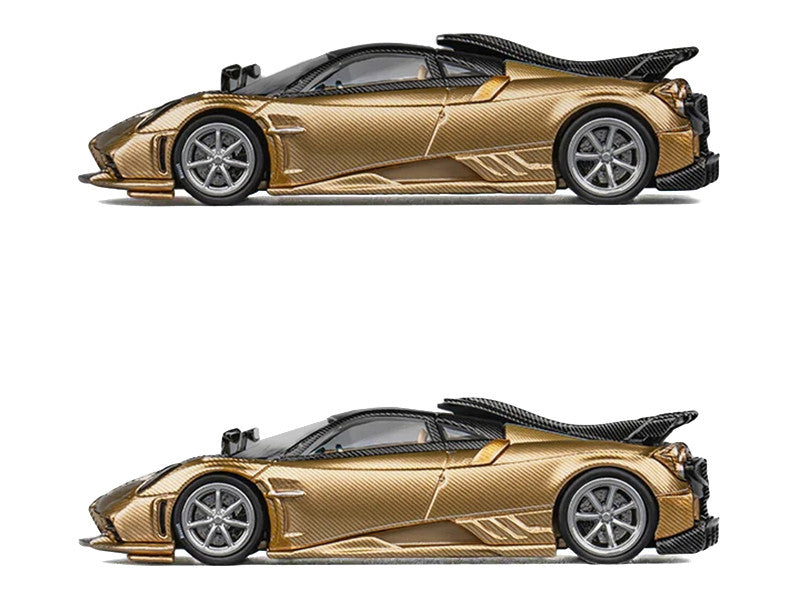 Pagani Imola Gold Carbon Metallic with Black Carbon Top with Extra Wheels 1/64 Diecast Model Car by CM Model LuxuryLifeWay Online Store