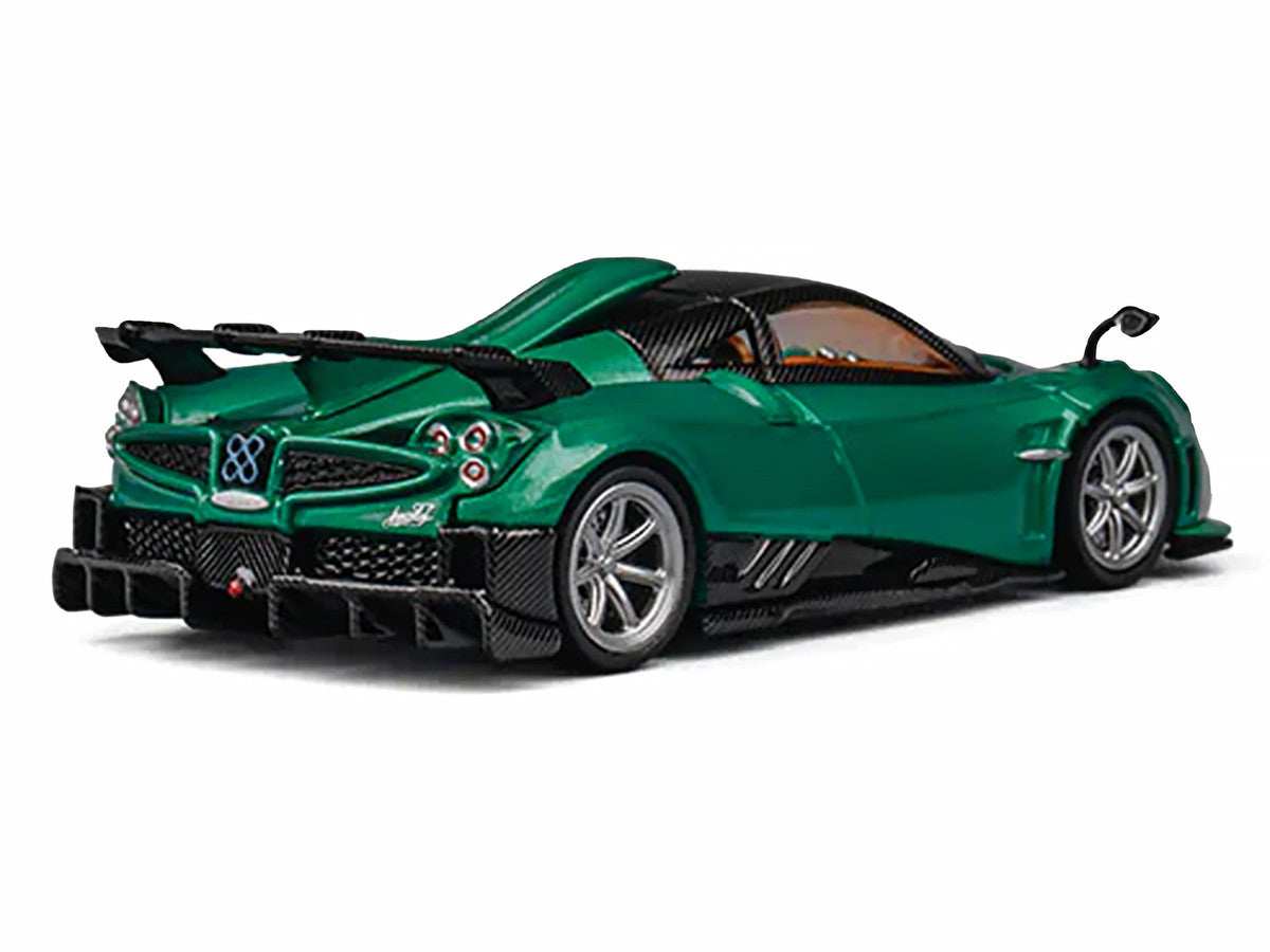 Pagani Imola Emerald Green Metallic with Carbon Top and Extra Wheels 1/64 Diecast Model Car by CM Model LuxuryLifeWay Online Store