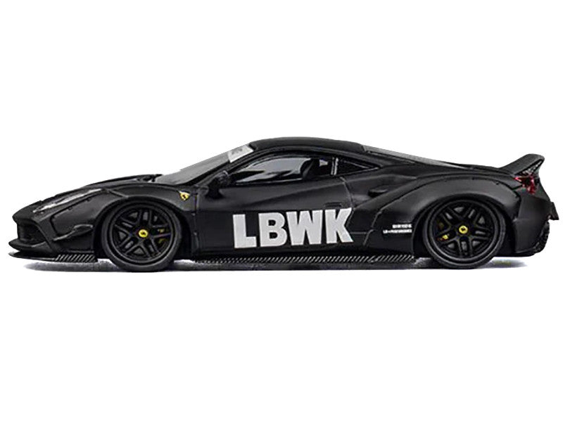 LB Works 488 "LBWK" Matt Black 1/64 Diecast Model Car by CM Model LuxuryLifeWay Online Store