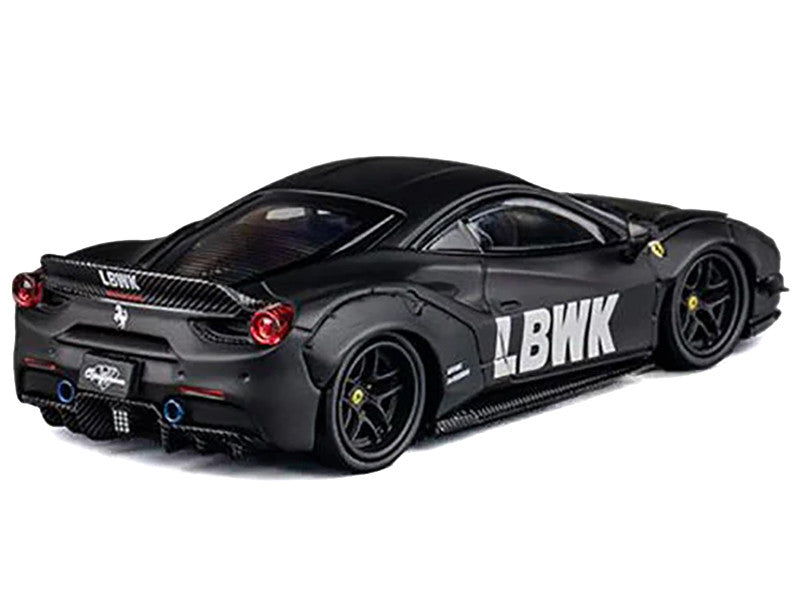 LB Works 488 "LBWK" Matt Black 1/64 Diecast Model Car by CM Model LuxuryLifeWay Online Store