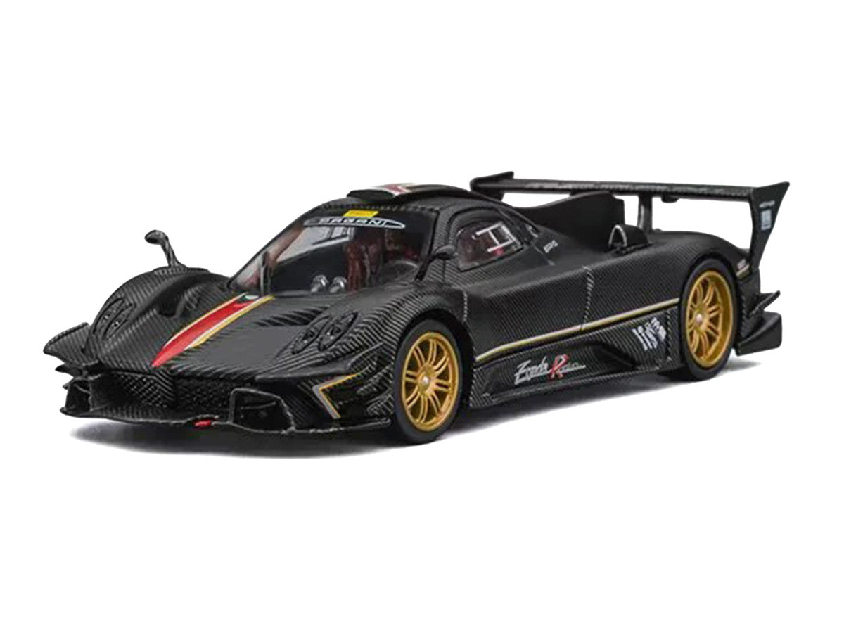 Pagani Zonda Revolucion Carbon with Red and Gold Stripes and Extra Wheels 1/64 Diecast Model Car by CM Models LuxuryLifeWay Online Store