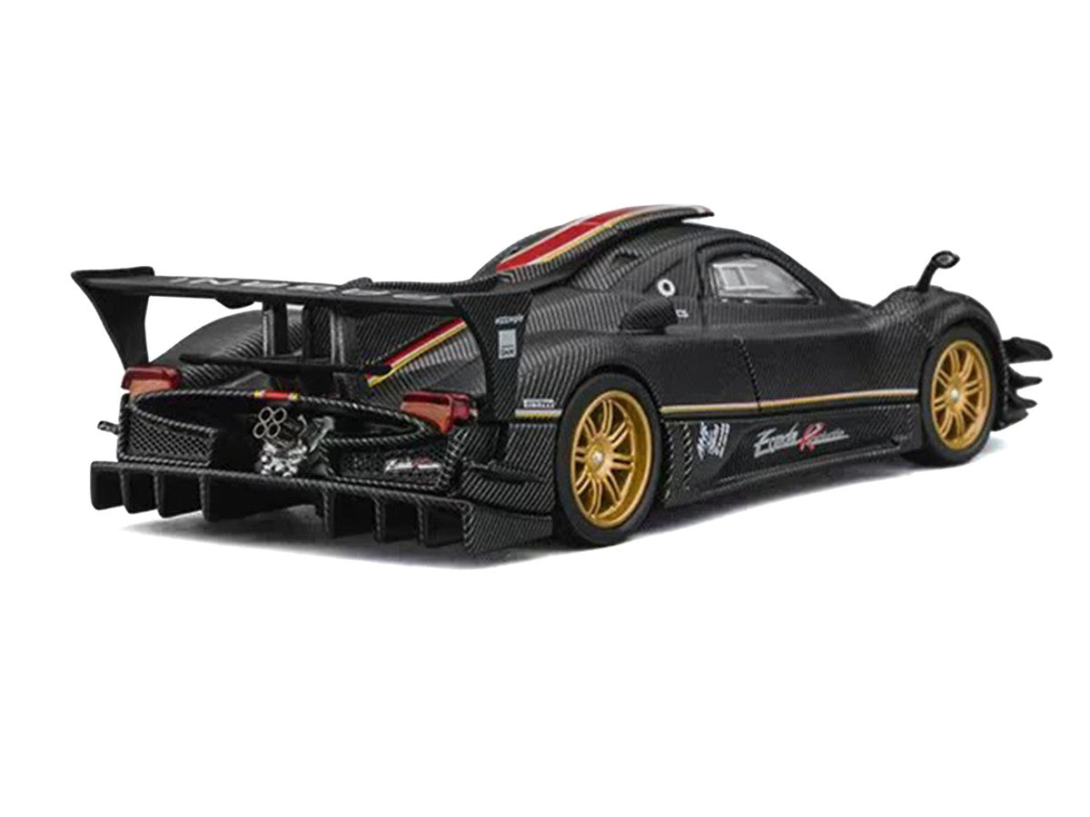 Pagani Zonda Revolucion Carbon with Red and Gold Stripes and Extra Wheels 1/64 Diecast Model Car by CM Models LuxuryLifeWay Online Store