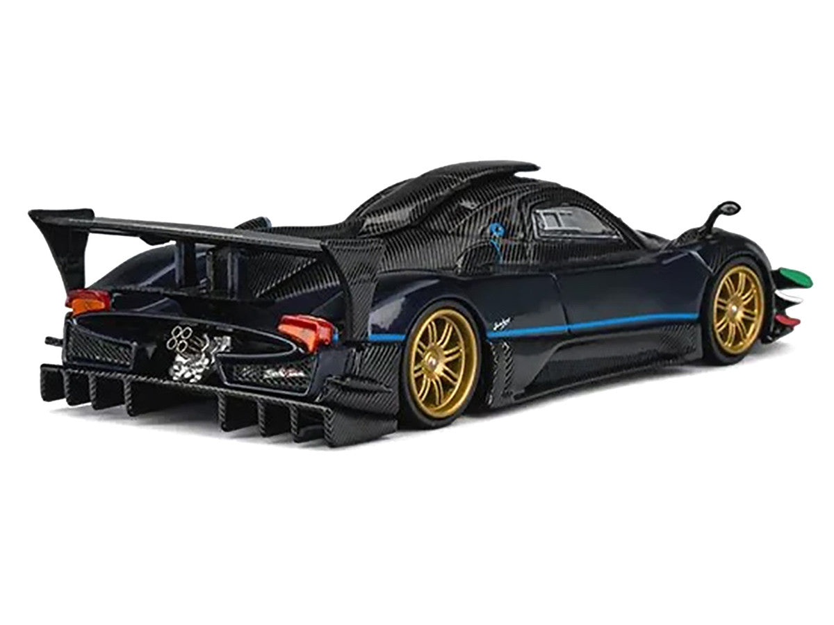 Pagani Zonda Revolucion Dark Blue Metallic and Carbon with Extra Wheels 1/64 Diecast Model Car by CM Model LuxuryLifeWay Online Store