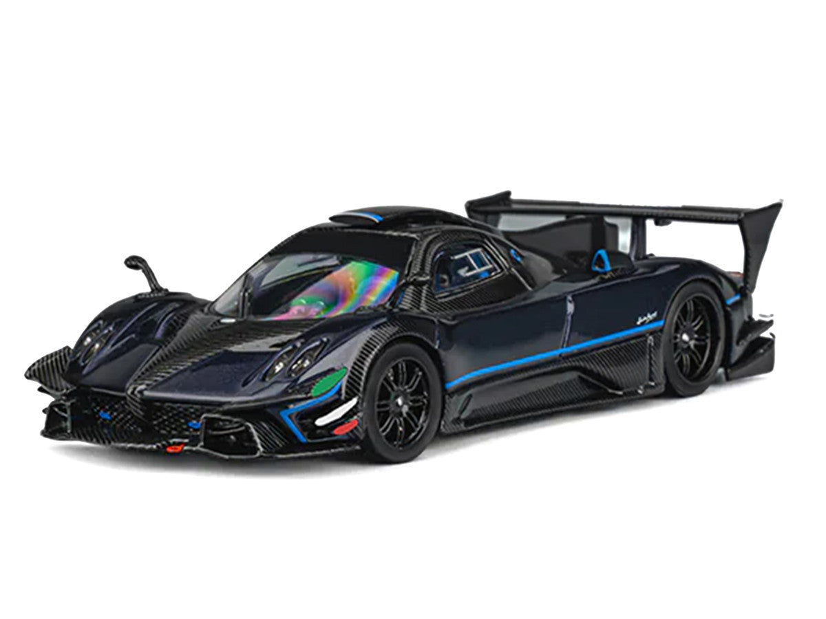 Pagani Zonda Revolucion Dark Blue Metallic and Carbon with Extra Wheels 1/64 Diecast Model Car by CM Model LuxuryLifeWay Online Store