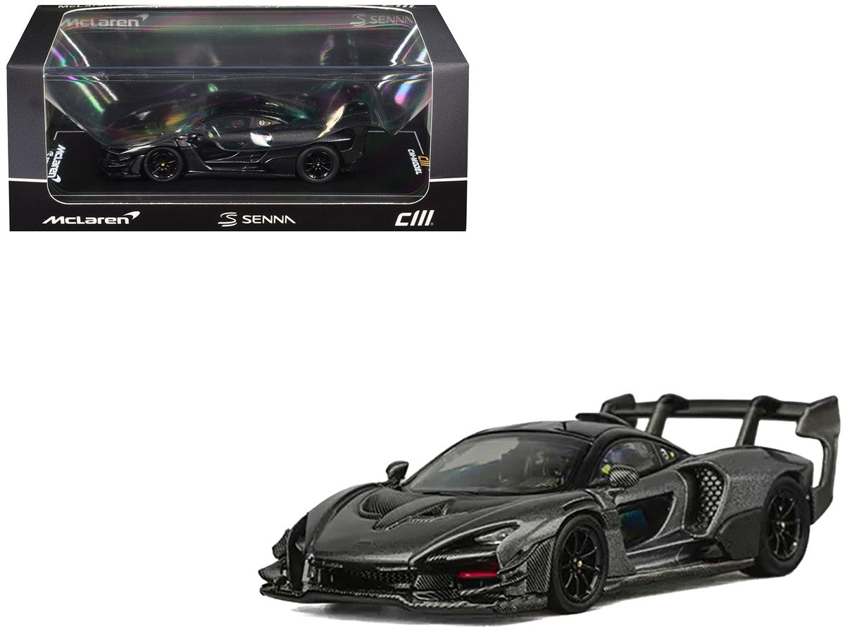 McLaren Senna GTR Dark Gray Metallic with Carbon Hood and Black Top 1/64 Diecast Model Car by CM Model LuxuryLifeWay Online Store