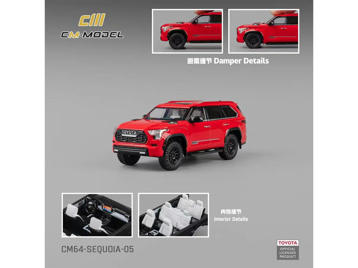 2024 Toyota Sequoia Solar Red 1/64 Diecast Model Car by CM Model LuxuryLifeWay Online Store