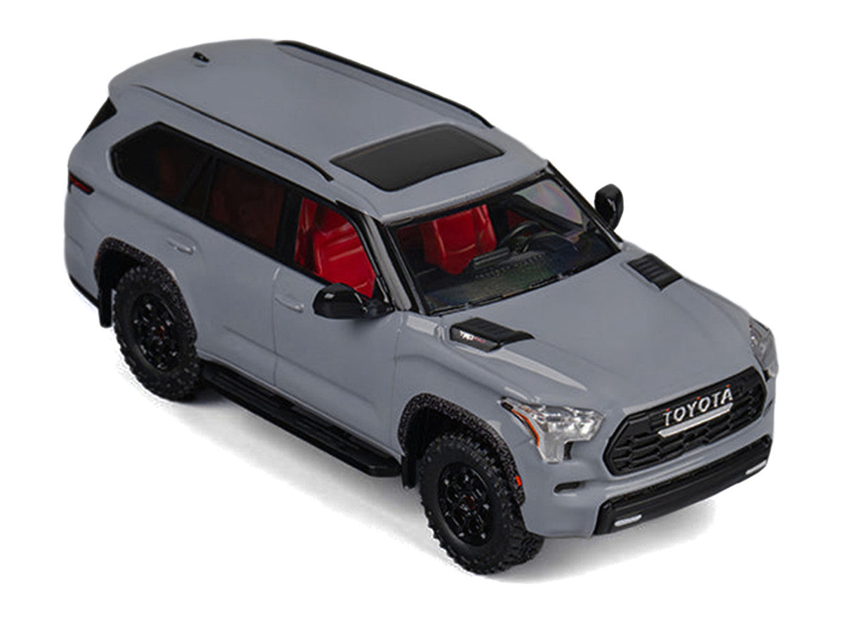 2024 Toyota Sequoia Cement Gray with Red Interior 1/64 Diecast Model Car by CM Models LuxuryLifeWay Online Store