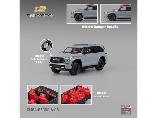 2024 Toyota Sequoia Cement Gray with Red Interior 1/64 Diecast Model Car by CM Models LuxuryLifeWay Online Store