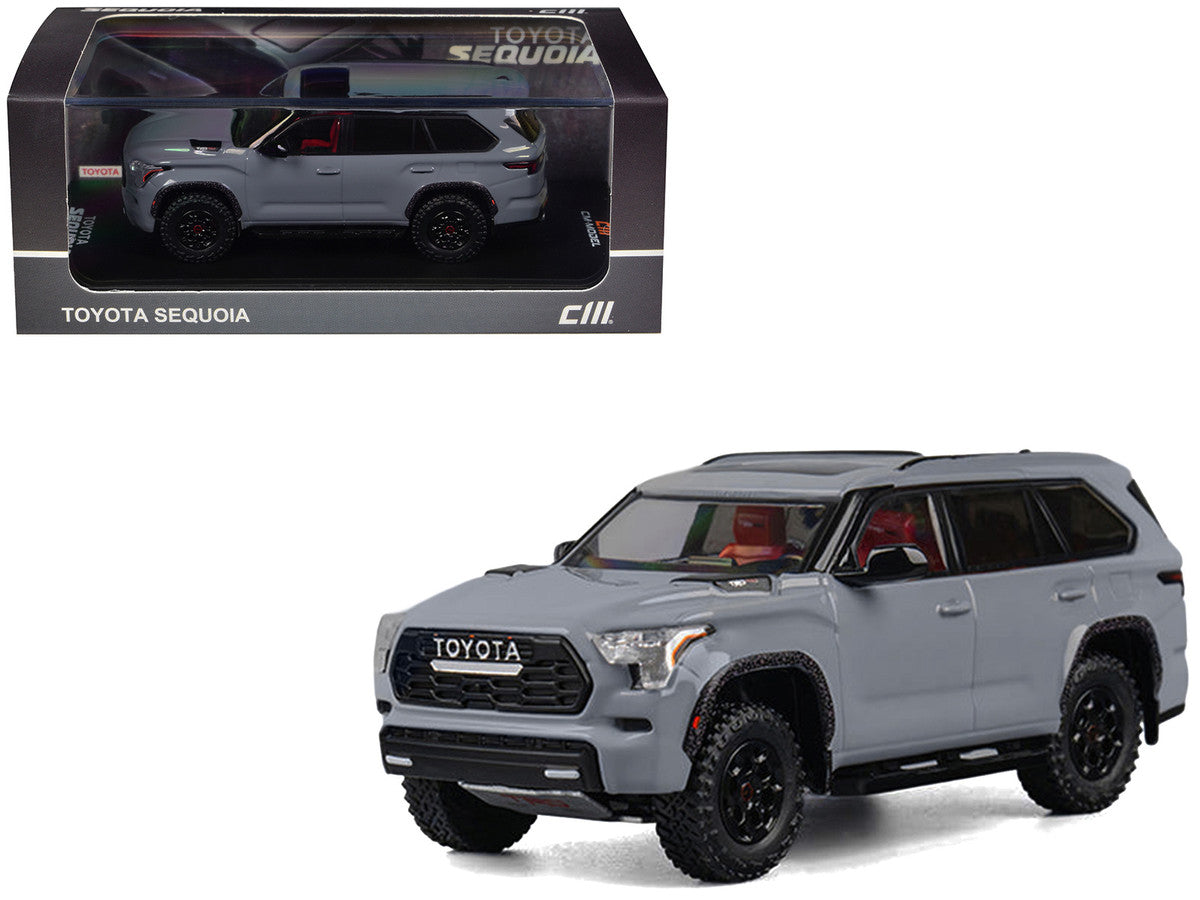 2024 Toyota Sequoia Cement Gray with Red Interior 1/64 Diecast Model Car by CM Models LuxuryLifeWay Online Store