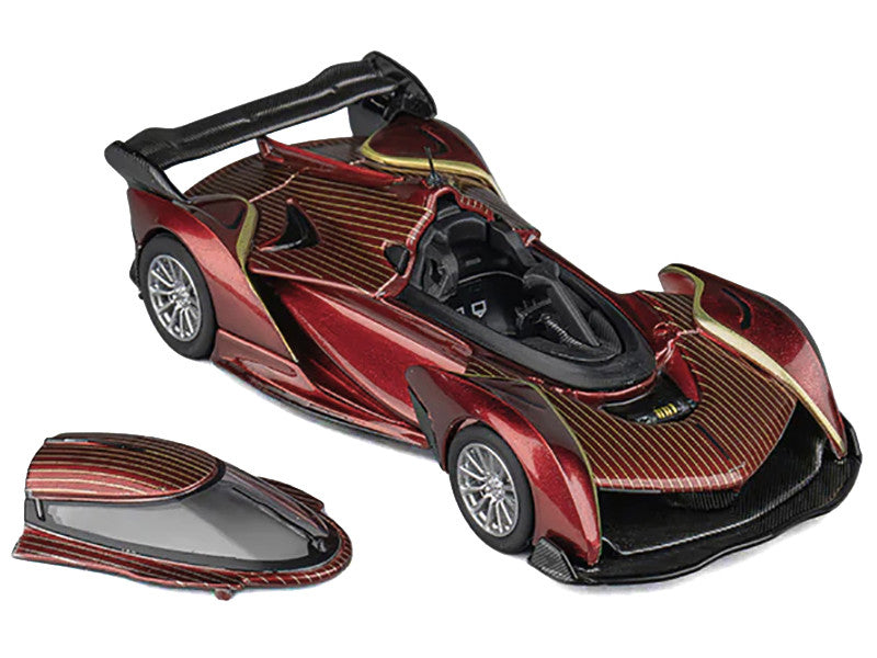 McLaren Solus GT Wine Red Metallic with Gold Stripes 1/64 Diecast Model Car by CM Model LuxuryLifeWay Online Store