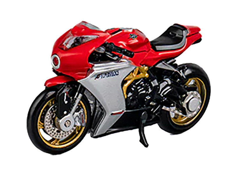 MV Agusta Superveloce 800 Motorcycle Red and Silver with Figure 1/64 Diecast Model by CM Model LuxuryLifeWay Online Store