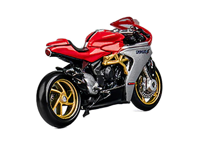 MV Agusta Superveloce 800 Motorcycle Red and Silver with Figure 1/64 Diecast Model by CM Model LuxuryLifeWay Online Store
