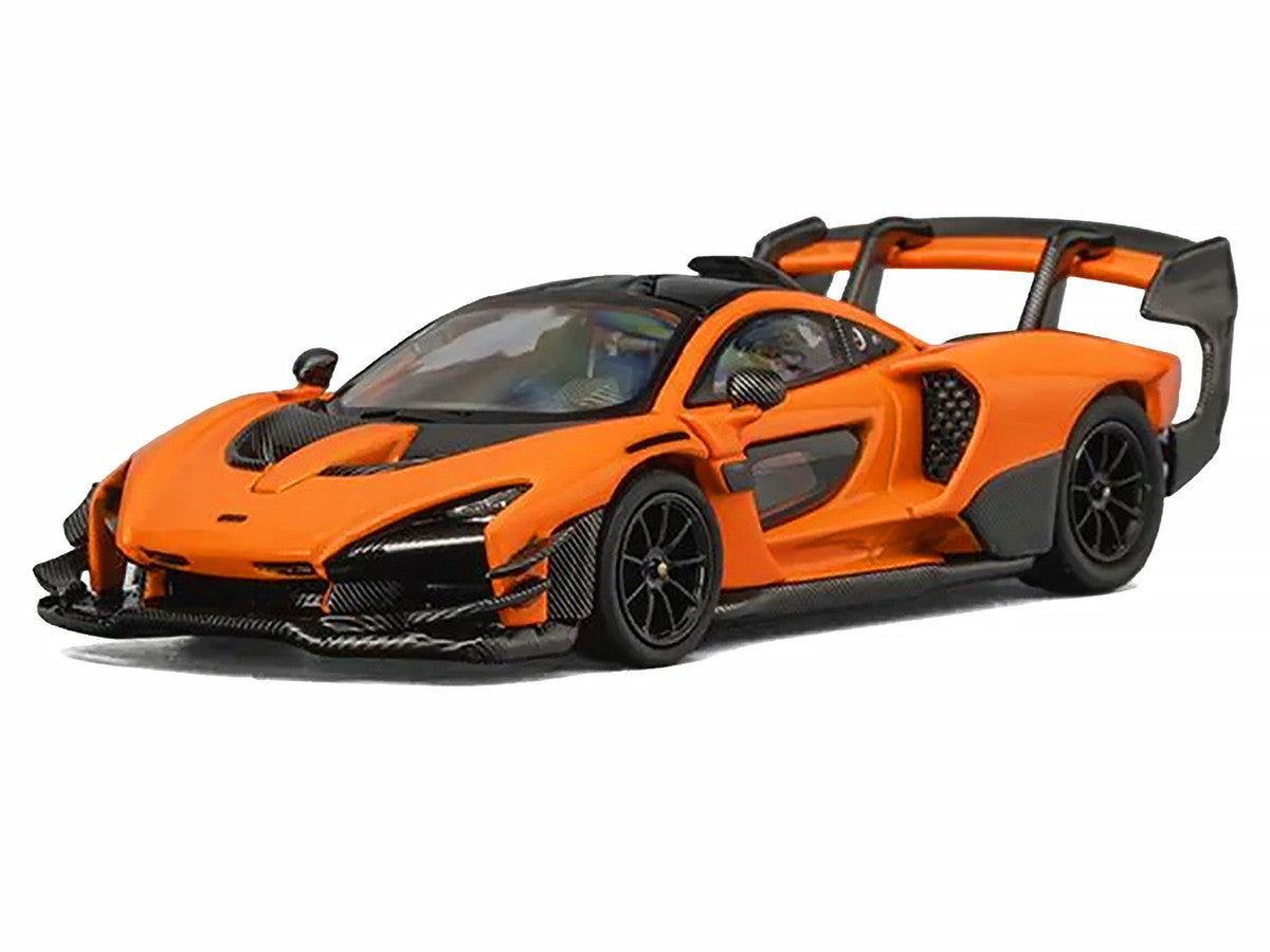 McLaren Senna GTR Orange Metallic with Carbon Hood and Black Top 1/64 Diecast Model Car by CM Model LuxuryLifeWay Online Store