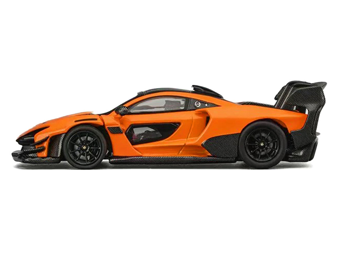 McLaren Senna GTR Orange Metallic with Carbon Hood and Black Top 1/64 Diecast Model Car by CM Model LuxuryLifeWay Online Store