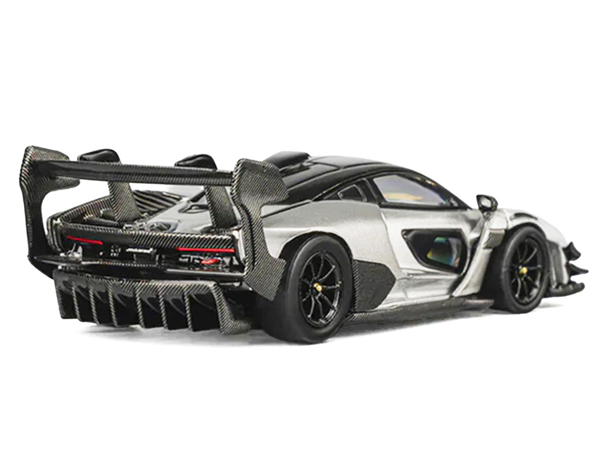 McLaren Senna GTR Silver Gray Metallic with Carbon Hood and Black Top 1/64 Diecast Model Car by CM Model LuxuryLifeWay Online Store