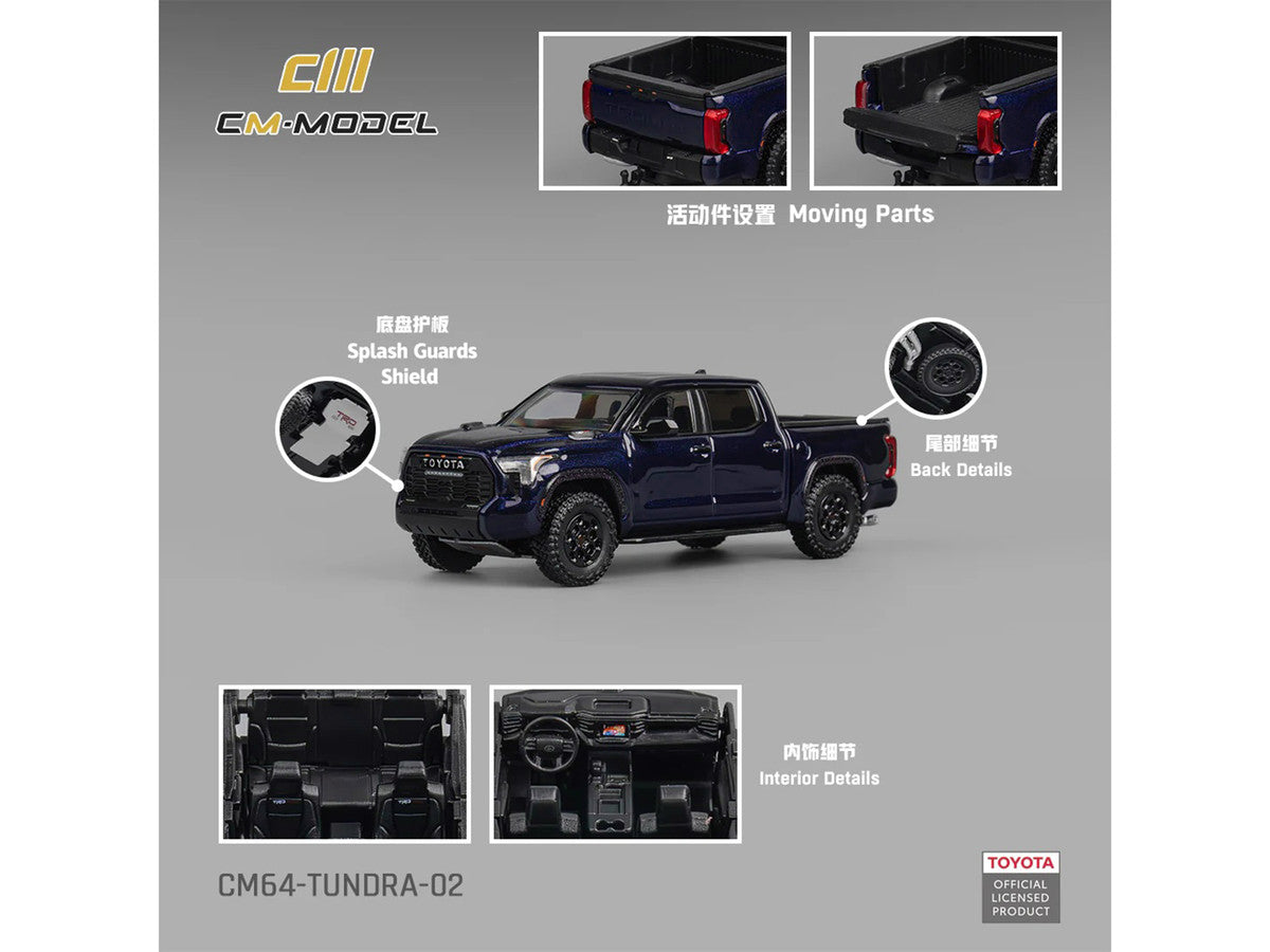 Toyota Tundra Pickup Truck Dark Blue Metallic 1/64 Diecast Model Car by CM Model LuxuryLifeWay Online Store