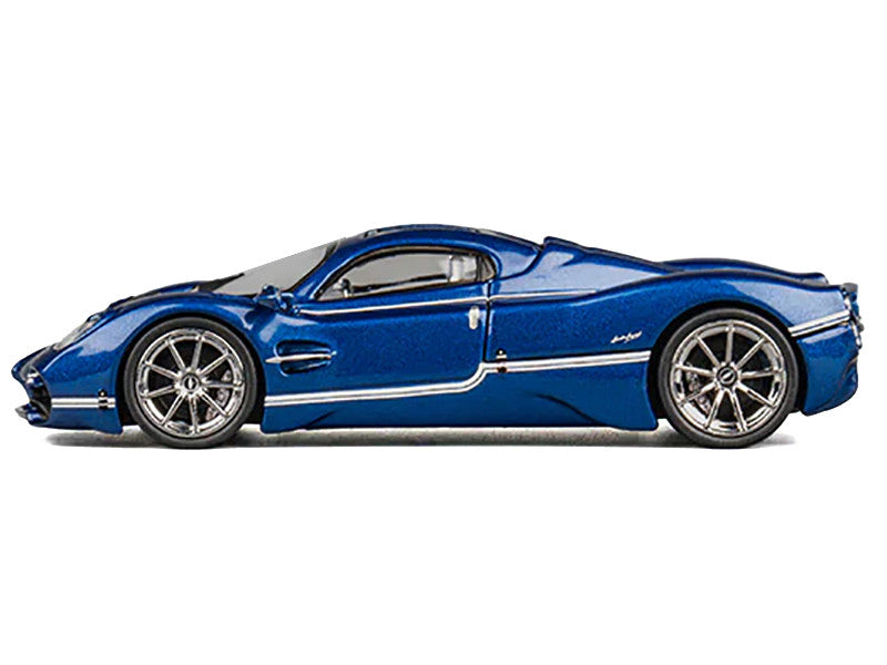 Pagani Utopia Blue Metallic with White Stripes 1/64 Diecast Model Car by CM Model LuxuryLifeWay Online Store