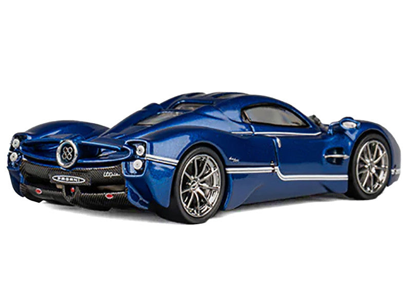 Pagani Utopia Blue Metallic with White Stripes 1/64 Diecast Model Car by CM Model LuxuryLifeWay Online Store
