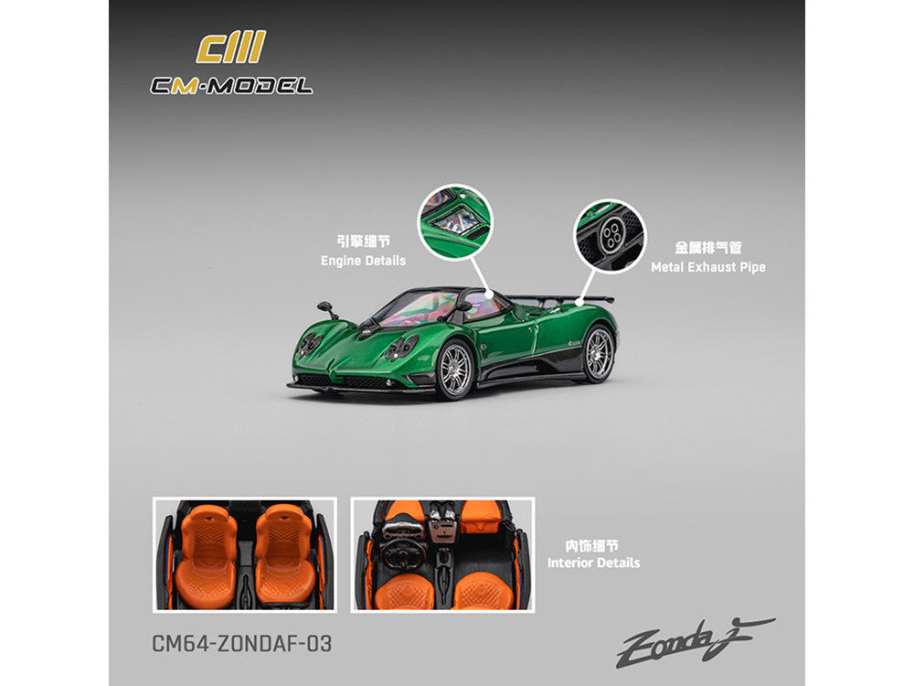 Pagani Zonda F Emerald Green Metallic with Moonroof 1/64 Diecast Model Car by CM Models LuxuryLifeWay Online Store