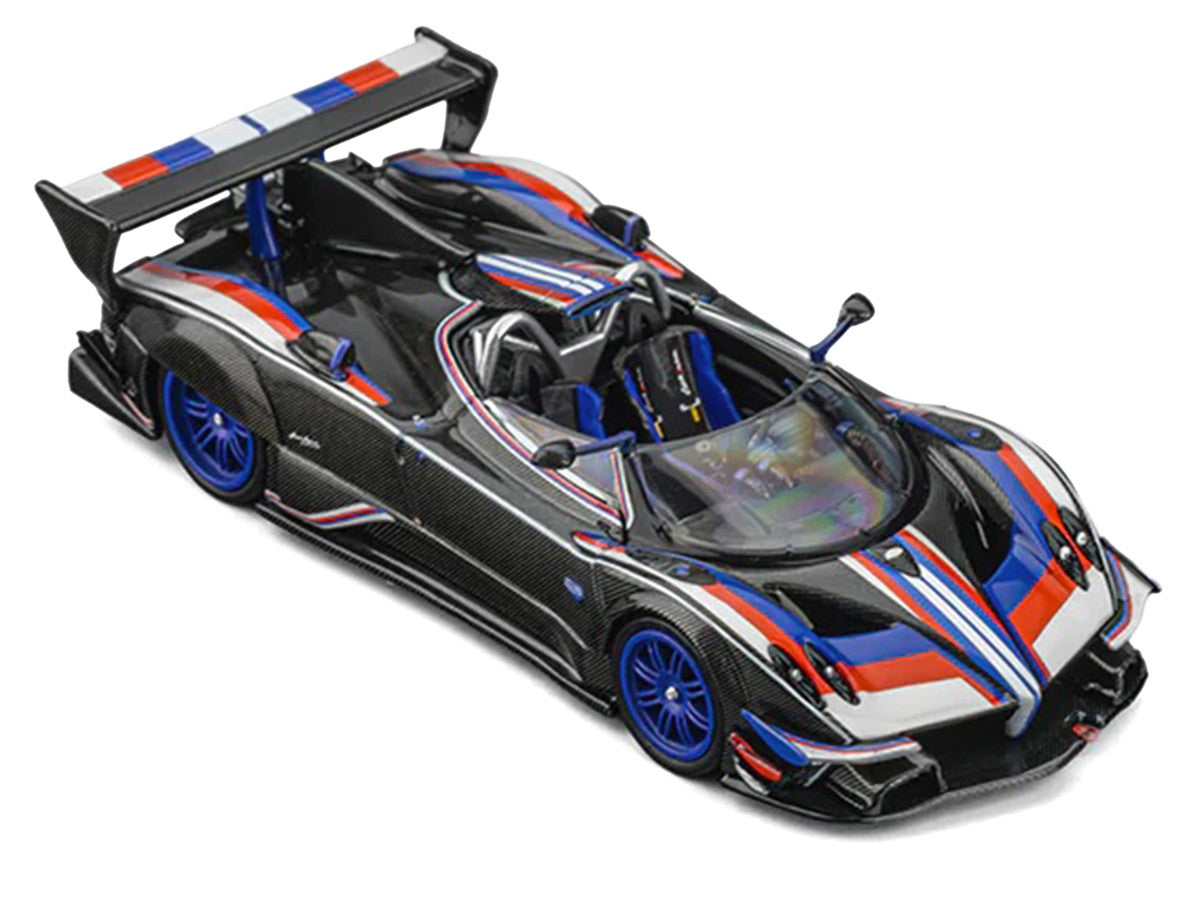 Pagani Zonda Revo Barchetta Carbon with Red White and Blue Stripes 1/64 Diecast Model Car by CM Model LuxuryLifeWay Online Store
