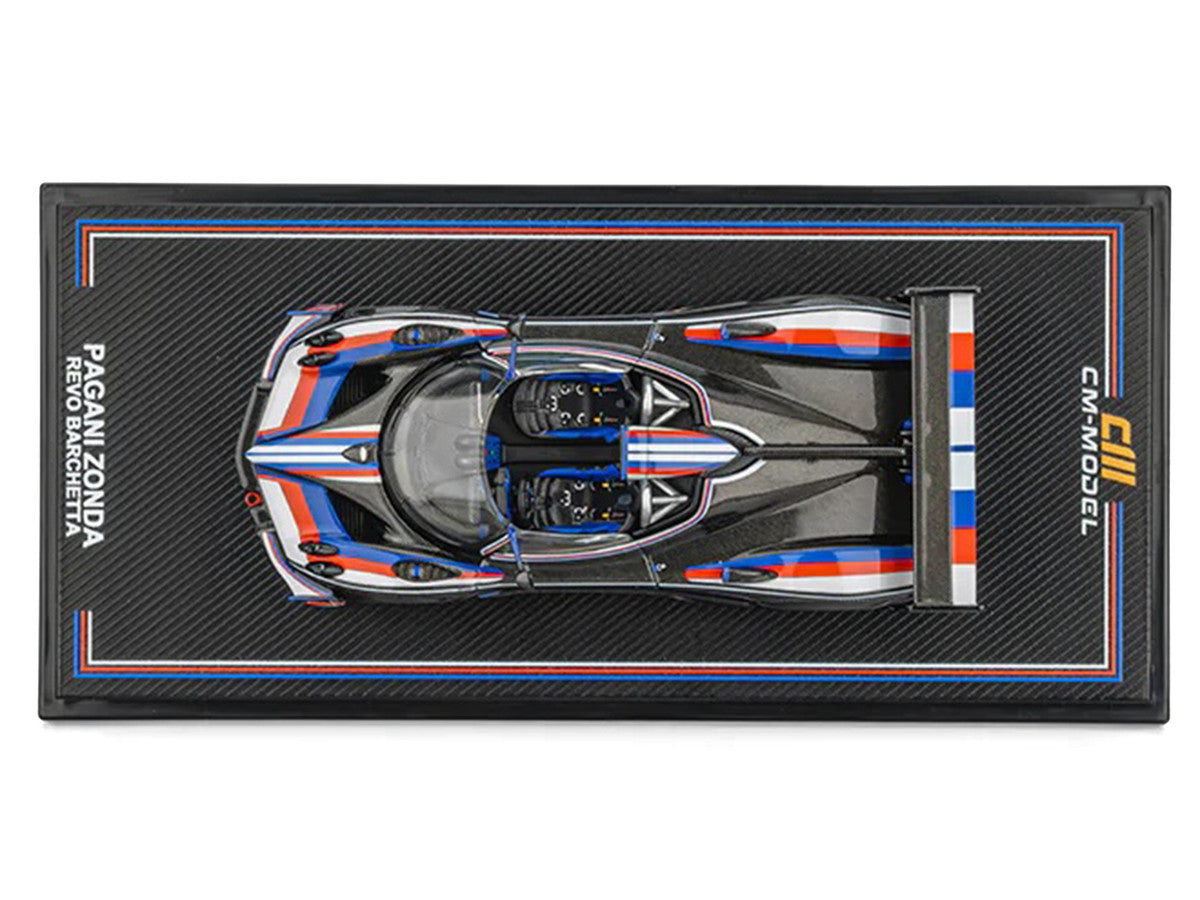Pagani Zonda Revo Barchetta Carbon with Red White and Blue Stripes 1/64 Diecast Model Car by CM Model LuxuryLifeWay Online Store