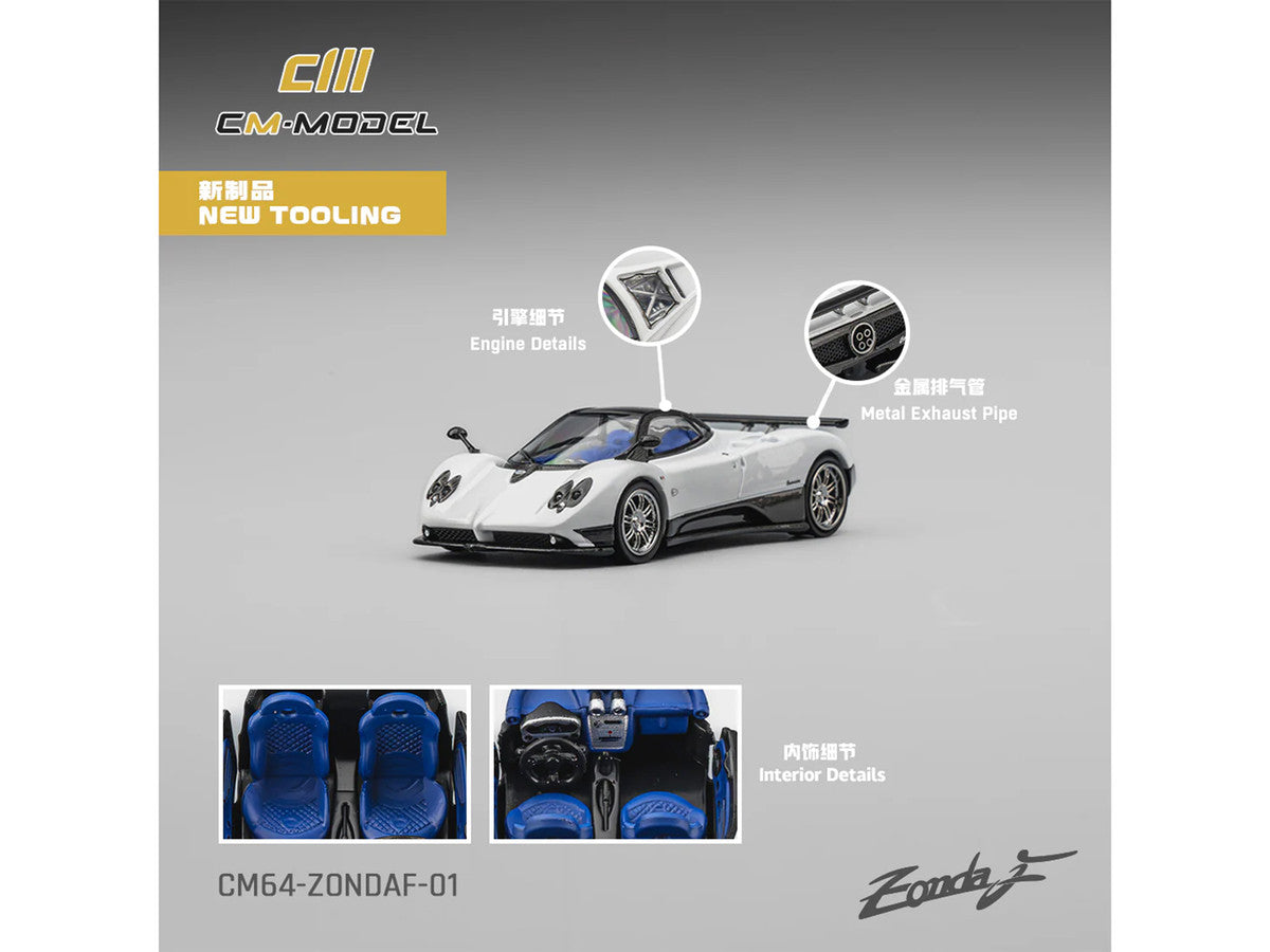 Pagani Zonda F Pearl White with Black Top 1/64 Diecast Model Car by CM Model LuxuryLifeWay Online Store