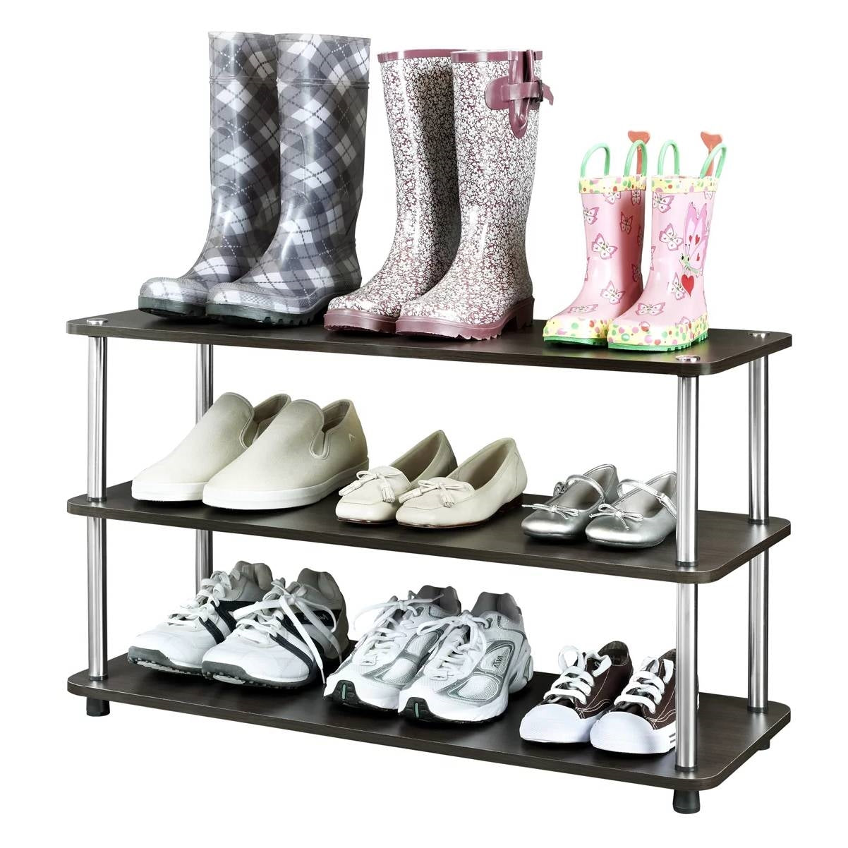 Espresso 3-Shelf Modern Shoe Rack - Holds up to 12 Pair of Shoes LuxuryLifeWay Online Store