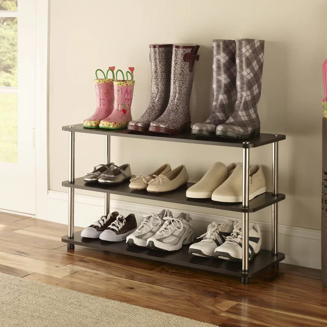 Espresso 3-Shelf Modern Shoe Rack - Holds up to 12 Pair of Shoes LuxuryLifeWay Online Store