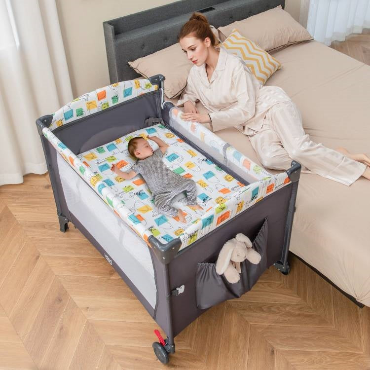 Grey Foldable Baby/Toddler Playpen Bassinet Bed Crib Music Box LuxuryLifeWay Online Store