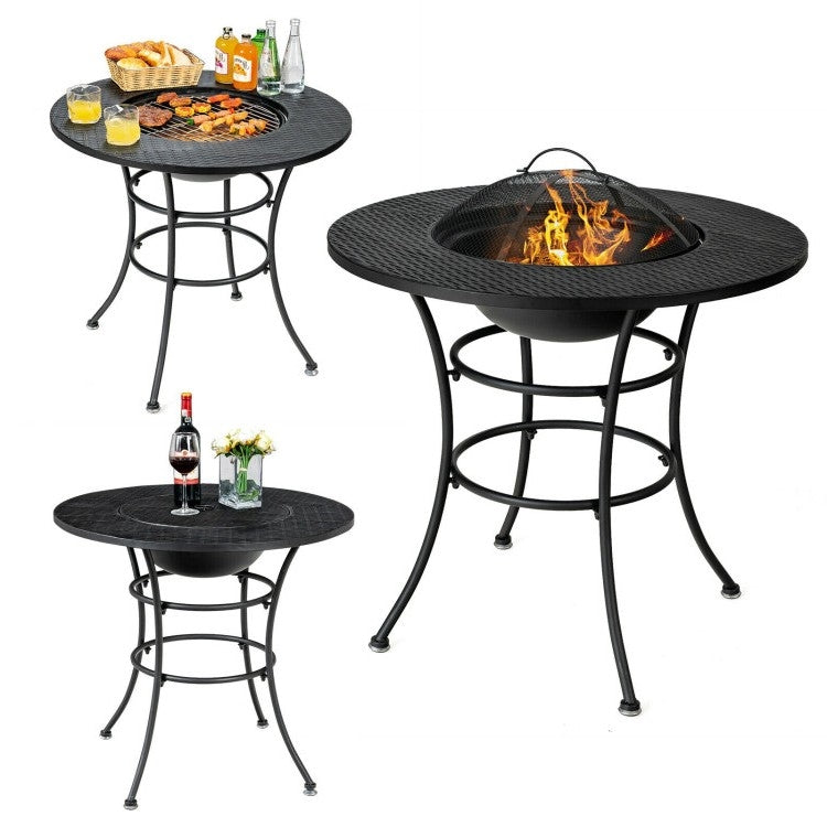 4 in 1 Fire Pit, Grill Cooking BBQ Grate, Ice Bucket, Dining Table LuxuryLifeWay Online Store