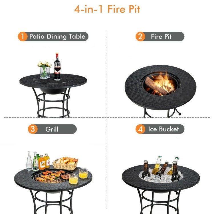 4 in 1 Fire Pit, Grill Cooking BBQ Grate, Ice Bucket, Dining Table LuxuryLifeWay Online Store