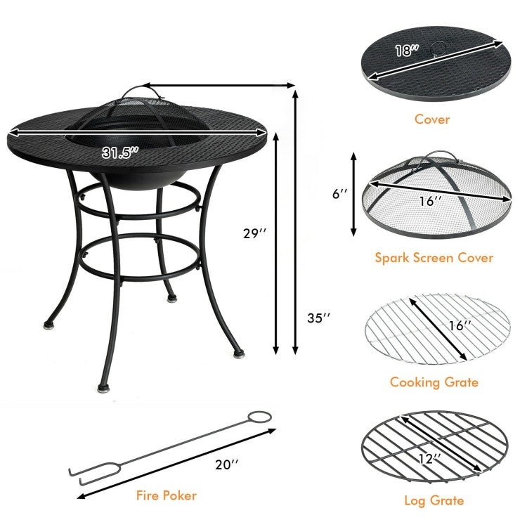 4 in 1 Fire Pit, Grill Cooking BBQ Grate, Ice Bucket, Dining Table LuxuryLifeWay Online Store