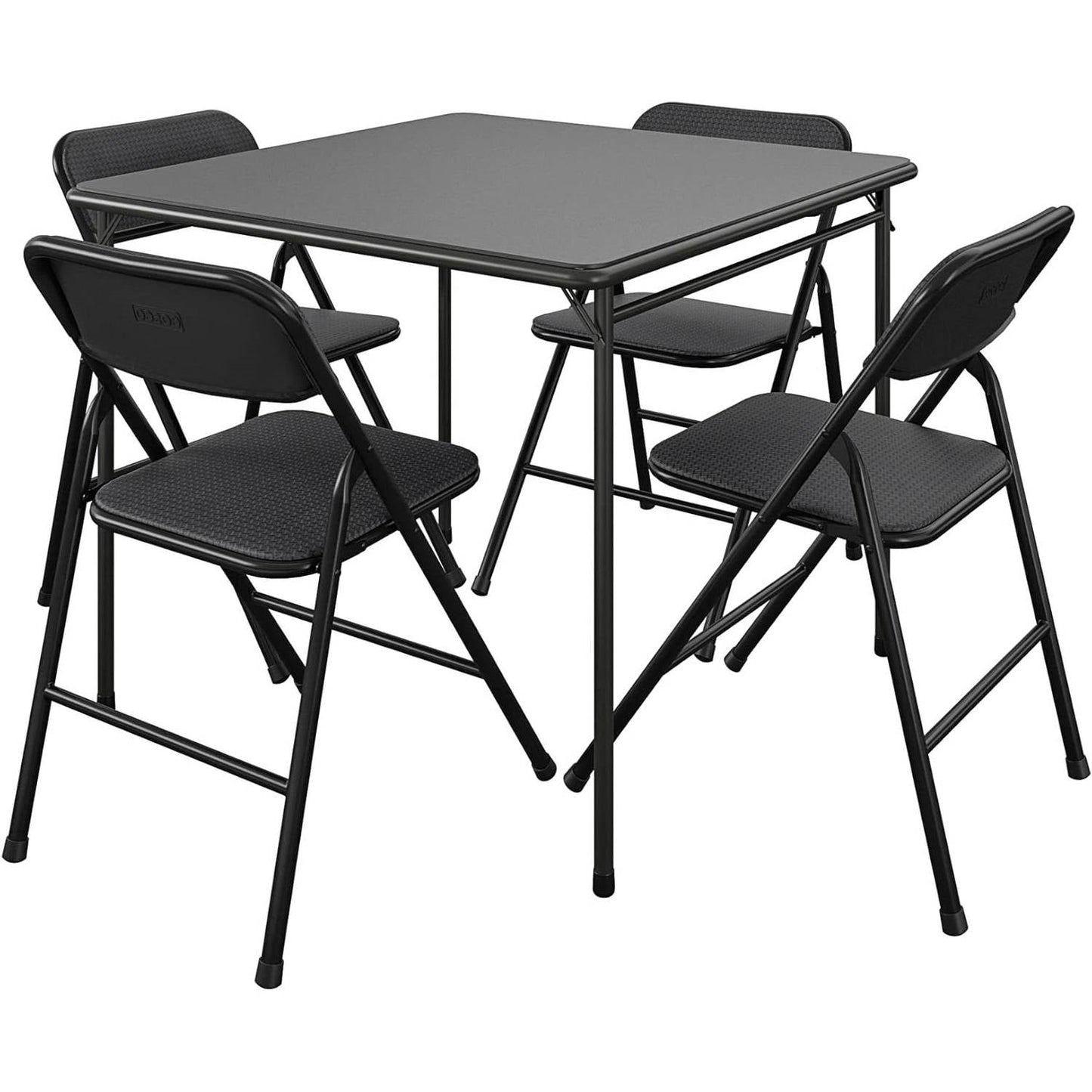 Black 5-Piece Square Folding Dining Table with 4 Chairs Guest Set Card Table LuxuryLifeWay Online Store